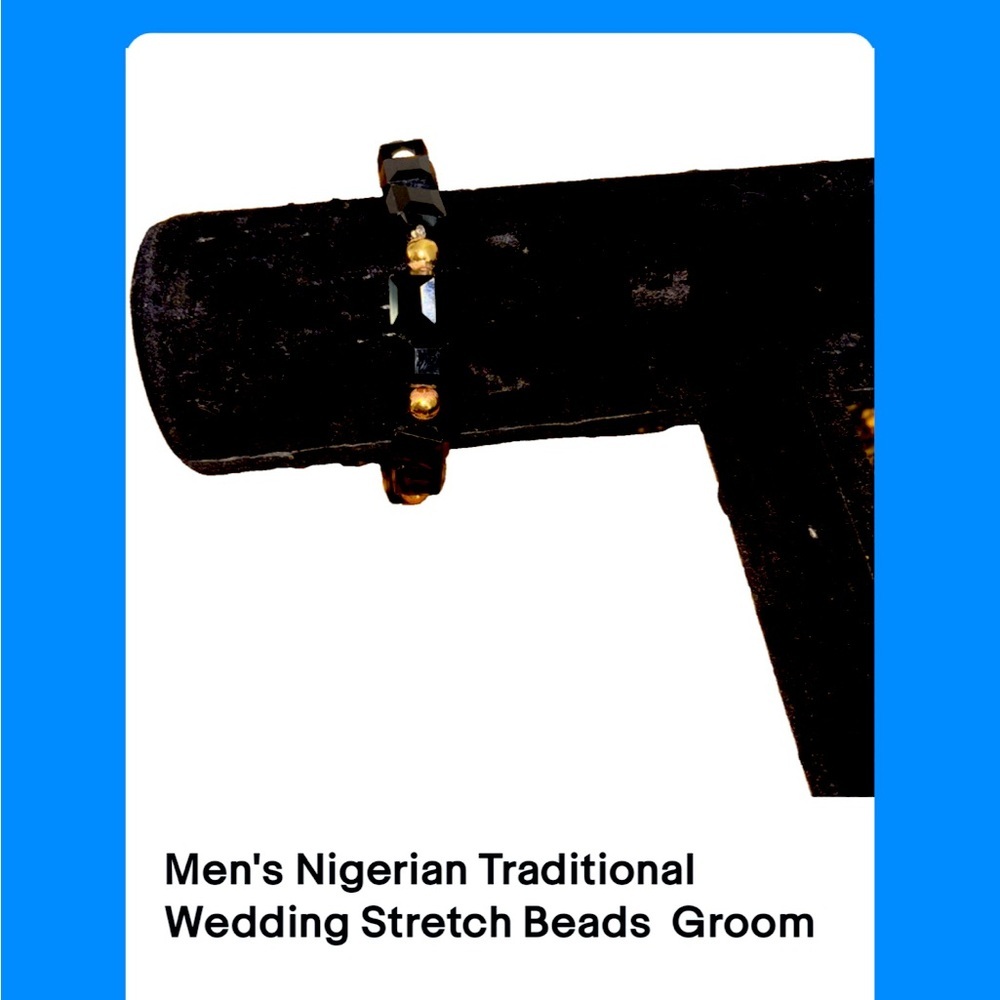 Men's Stretch Beads Black & Gold